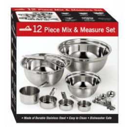 6 Wholesale 12 Piece Stainless Steel Mix And Measuring Set