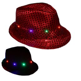 36 Wholesale Fedora Red With Lights