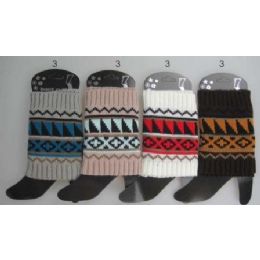 12 Pairs Aztec Design Short Boot Topper Assorted Colors - Womens Leg Warmers