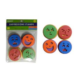 48 Wholesale Craft Foam Expression Stamps 4pc