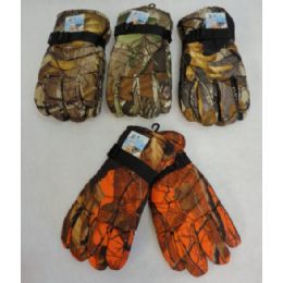 24 Wholesale Men's Hardwood Camo Snow Gloves