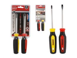 48 Wholesale Screwdriver 4" 2-Piece Black And Yellow
