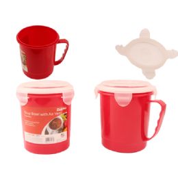 24 Wholesale Soup Bowl With Air Vent Red Clr