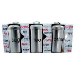 6 Pieces 3 Piece Stainless Steel Cannister Set 1.2 L/40.5 oz - Home Accessories