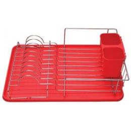 6 Wholesale Deluxe Chrome Dish Drainer Red