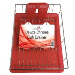 Rubbermaid Antimicrobial Sink Dish Rack Drainer Set, Red, 4-Pieces Set 