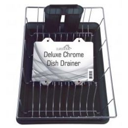 6 Pieces Deluxe Chrome Dish Drainer - Black 19" X 12" X 3.5" - Dish Drying Racks