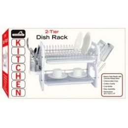 4 Pieces EurO-Home 2 Tier Dish Rack - White 22" X 10.5"x 14" - Dish Drying Racks