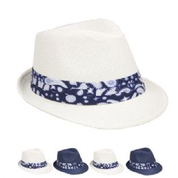 24 Wholesale Classic Gentleman Paisley Banded Trilby Fedora Hat
