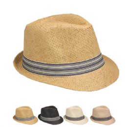 12 Wholesale Stylish Fedora Hat Assorted Colors