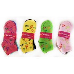 36 Pairs Women's Musical Symbols Ankle Sock - Womens Ankle Sock