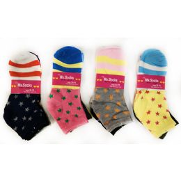 144 Wholesale Wholesale Women Socks With Stars And Stripes Assorted Colors