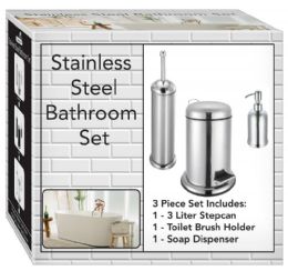 4 of 3 Piece Stainless Steel Bathroom Set Stainless Steel