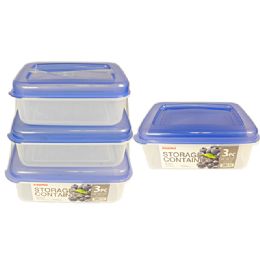 48 Units of 3 Piece Rectangular Food Containers - Storage Holders and Organizers