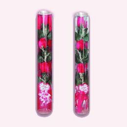 12 Pieces 17" Red Triple Rose Tube - Valentines