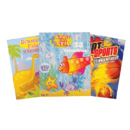 48 Pieces Valentine Cards 32 Ct Hot Sports / Dinosaur Pals / Under The Sea - Party Paper Goods