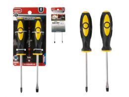 96 Wholesale Screwdrivers 2-Piece 4" Long Yellow Black Color