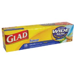 12 Wholesale Glad Freezer Bag 15ct 10.56x10
