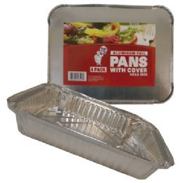 48 Pieces 4 Pack Rectangular Foil Pan With Cover - Aluminum Pans