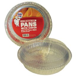 48 Pieces 3 Pack 8.5 Inch Round Foil Pans With Cover - Aluminum Pans