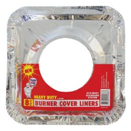 72 Wholesale Foil Burner Liner 8 Pack 8.5 X 8.5 Inches Heavy Duty