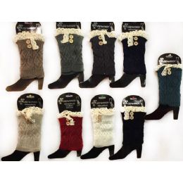 12 Pairs Wholesale Knitted Boot Topper With Buttons Lace Leg Warmer - Womens Leg Warmers