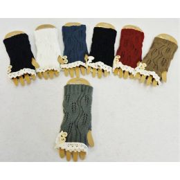 12 Wholesale Wholesale Vintage Look Lace Knitted Gloves With Buttons