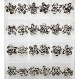 48 Pieces Wholesale Silver Colored Butterfly Earrings 12 Pairs - Earrings