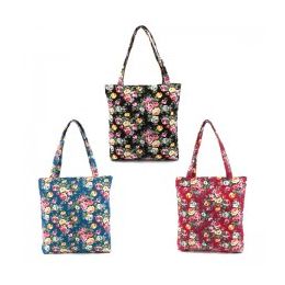 36 Wholesale Mid Size Tote In A Floral Print