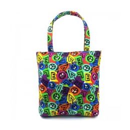 36 Wholesale Mid Size Tote In A Cool Peace Print