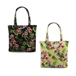 36 Wholesale Mid Size Tote In A Pineapple Print