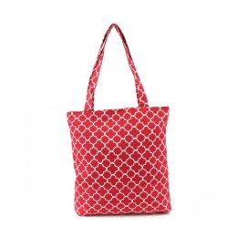36 Wholesale Mid Size Tote In Pink Quatrefoil