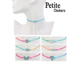 72 Pieces Assorted Colored Petite Chokers - Necklace