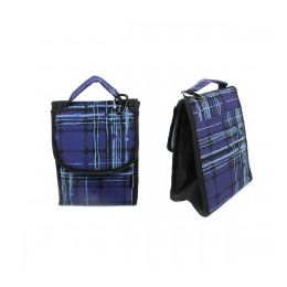 24 Wholesale 10" Insulated Lunch Bag In A Blue Plaid Print