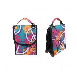 24 Wholesale 10" Insulated Lunch Bag In Peace And Flower Print