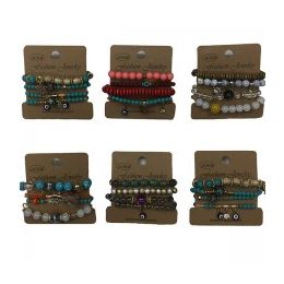 60 Wholesale Multi Bracelet Assortment On A Card