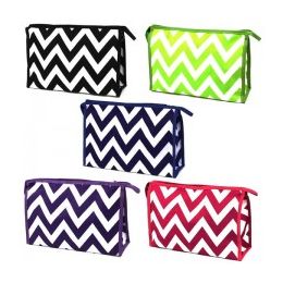 60 Pieces Large Cosmetic Make Up Bag In A Chevron Print - Cosmetic Cases
