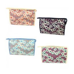 60 Pieces Large Cosmetic Make Up Bag In A Daisy Print - Cosmetic Cases
