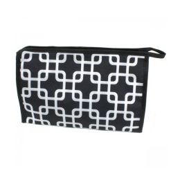 60 Wholesale Large Cosmetic Make Up Bag In Overlapping Squares Design