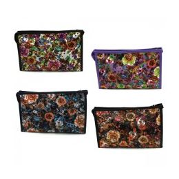 60 Pieces Cosmetic Make Up Bag In A Floral Print - Cosmetic Cases