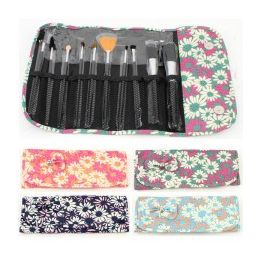 36 Wholesale 10 Piece Cosmetic Brush Set In A Daisy Print