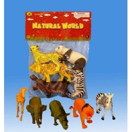 24 Wholesale 5pieces Wild Animals In Pvc Bag Header Card