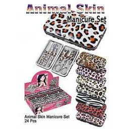 24 Wholesale Animal Skin Manicure Set