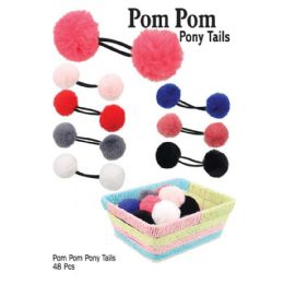 48 Pieces Pom Pom Pony Tails - PonyTail Holders