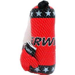 10 Bulk 20" Boxing Bag (red&blk) W/ 9" Gloves In Pegable Net Bag