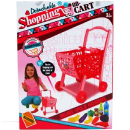 12 Pieces 14.5" Shopping Cart With 10 Piece Accesories In Color Box - Girls Toys