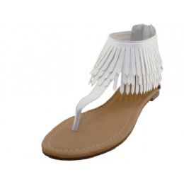 18 Wholesale Woman's Fringe Thong Sandals White Size 5-10
