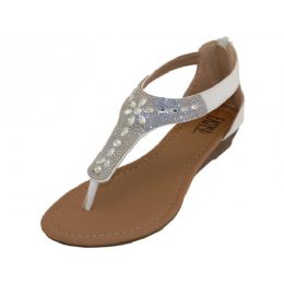 18 Wholesale Lady White Rhinestone Sandals With Back Zipper White Size 6-11