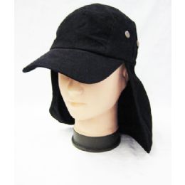24 Wholesale Mens Boonie / Hiking Cap Hat In Black