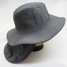 24 Wholesale Mens Mesh Boonie / Hiking Hat In Gray